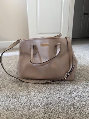 kate spade Taupe Leather Satchel with Shoulder Strap